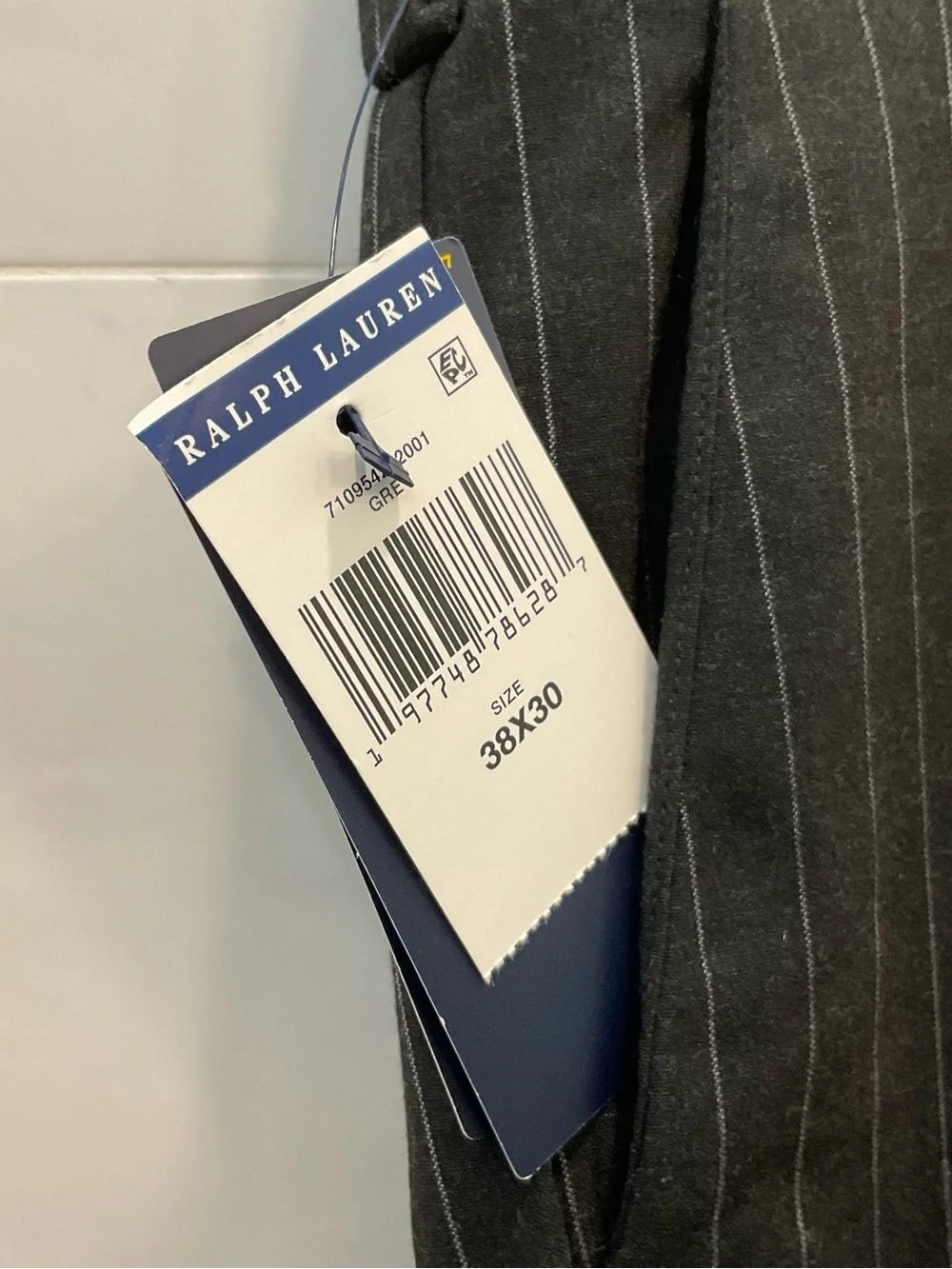 POLO Ralph Lauren Stretch Straight Fit CHARCOAL PINSTRIPE Pants size 38 - 30 T72